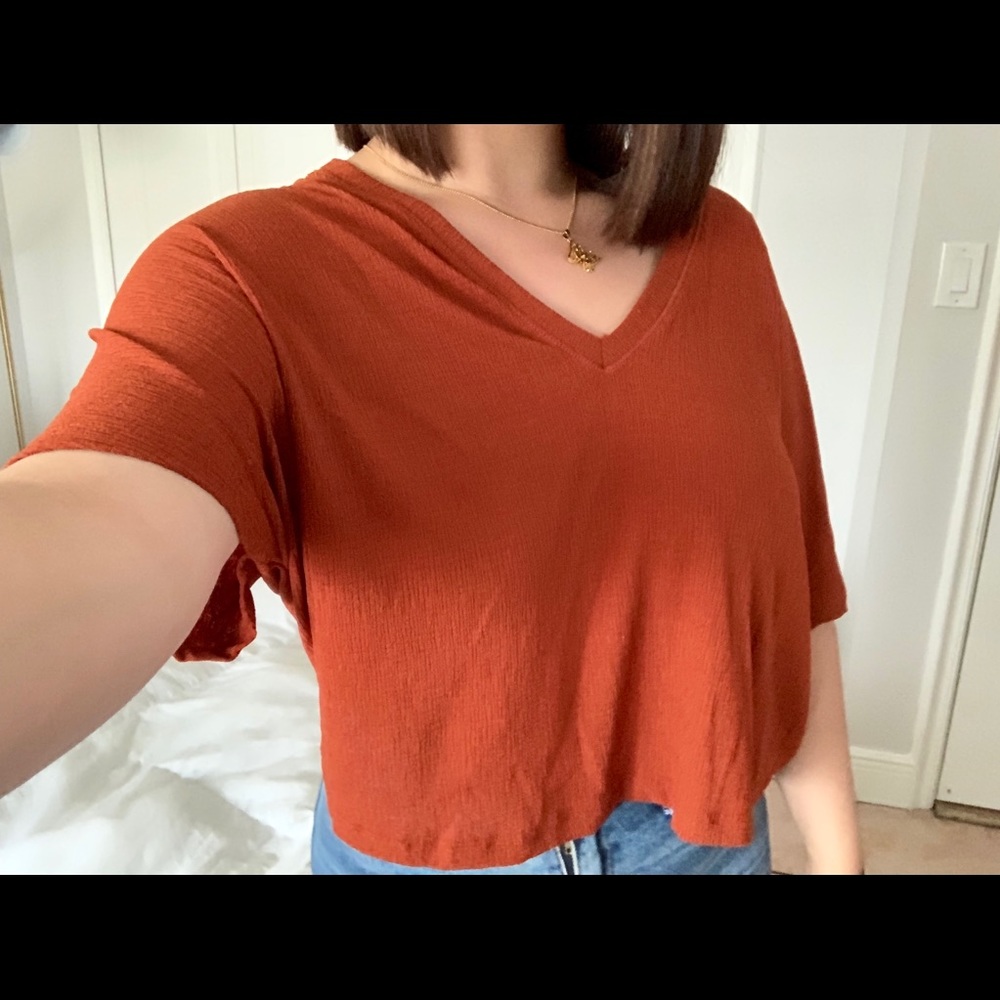 Orange/Rust v neck basic crop